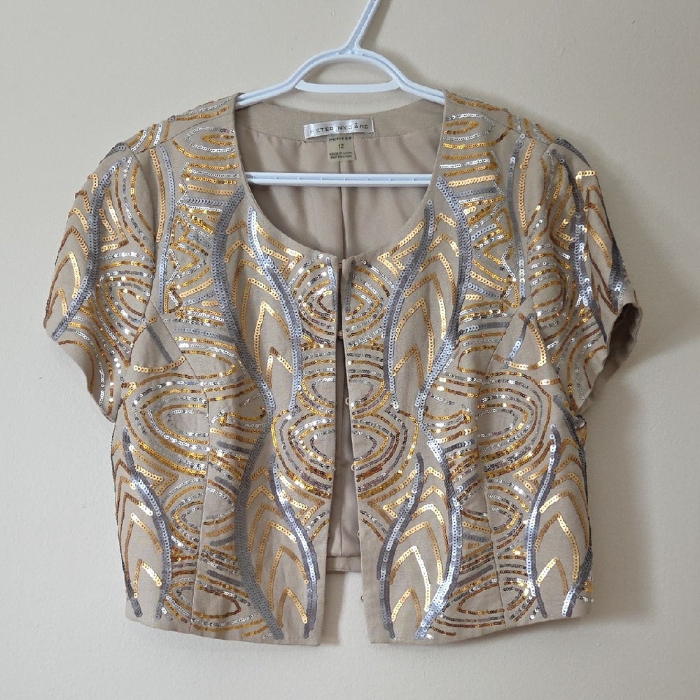 Peter Nygard Gold and Silver Sequin Blouse